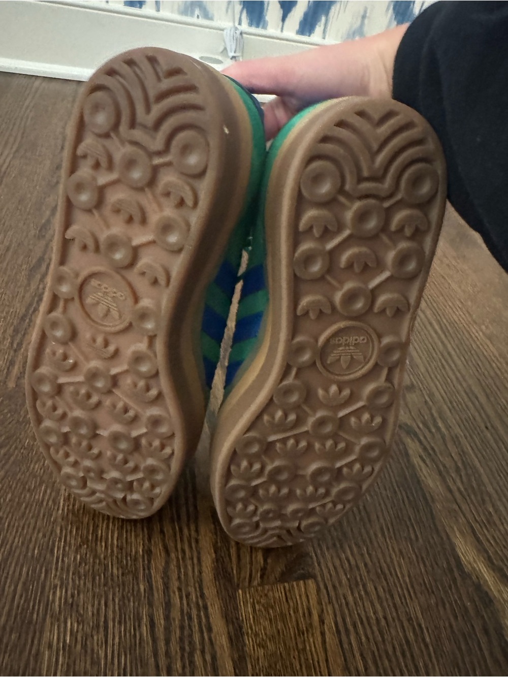 adidas women’s Green Suede Sneakers with Blue Stripes - Picture 5 of 5